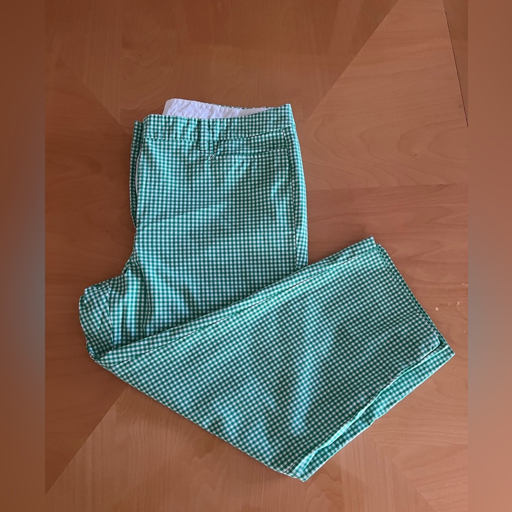 Talbots Green Checkered Skimmer Pants